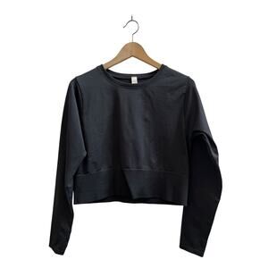 Offline Aerie Black Sidewalk Seamless Long Sleeve Cropped Top XL Breathable